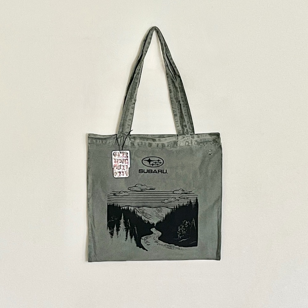 NEW Subaru Known Supply Pigment Dyed Sage Green Nature Graphic Tote Bag